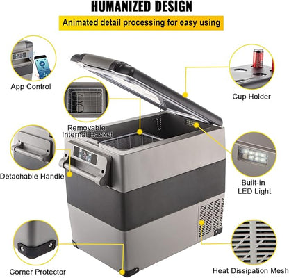 VEVOR CF55 12 Volt 58 Qt Refrigerator, Dual Zone Portable Compressor 12/24V DC - Image 5