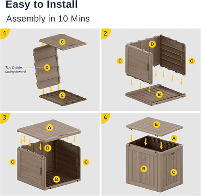 EAST OAK Outdoor Storage Box, 31 Gallon Deck Box, Waterproof Resin Storage Bin - Image 6