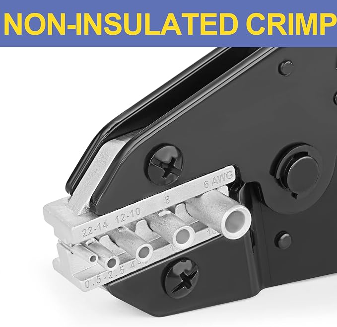 haisstronica Crimping Tool for Non-Insulated Terminal, AWG 22-6 Ratchet Wire - Image 3