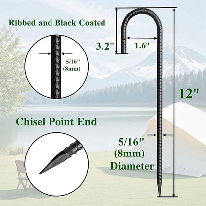 12 Inch Rebar Stakes 50 Pack J Hook Ground Stakes Heavy Duty Chain Link Fence - Image 2