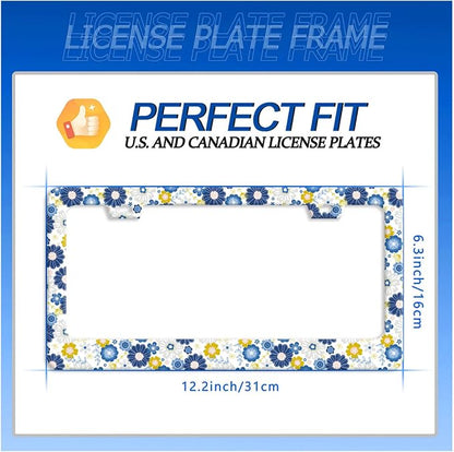 White Blue Hippie Flowers License Plate Frame Colorful Floral License Plate - Image 7