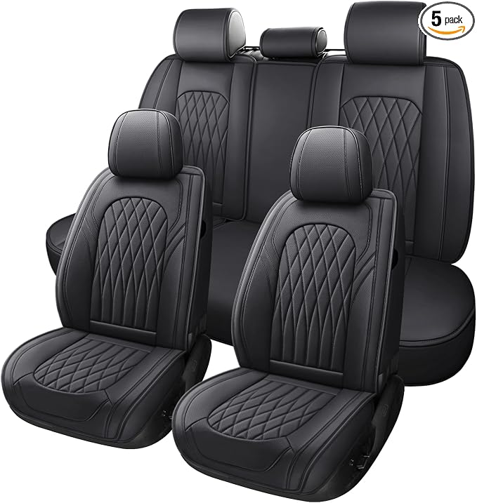 WELLDO Car Seat Covers Full Set, Leather Seat Covers by WELLDO
