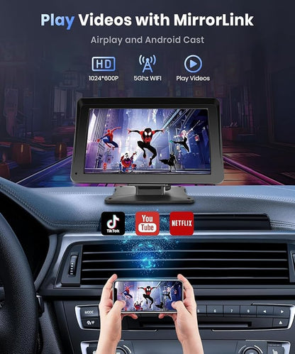 Podofo Portable Car Stereo Wireless Carplay Android Auto, 7 Inch Touch Screen - Image 5