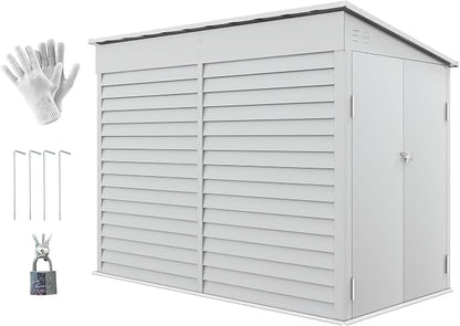 Outsunny 4.6' x 9' Steel Outdoor Storage Shed, Lean to Shed, Metal Tool House - Image 9