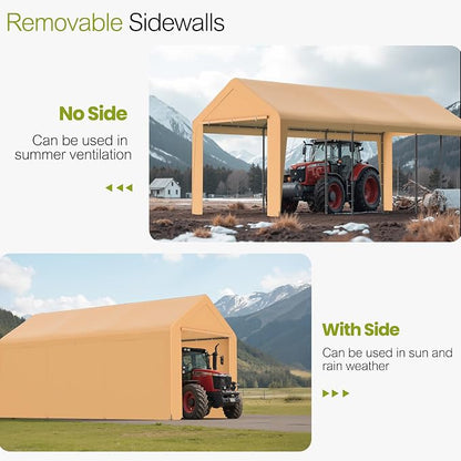 GOJOOASIS 10x20 Carport Heavy Duty Portable Garage Shelter Metal Car Canopy Tent - Image 2