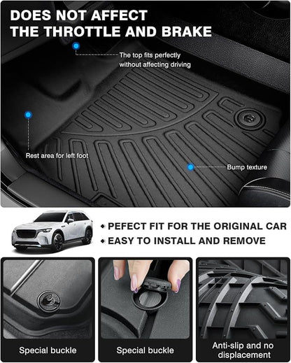 Powerty Floor Mats for 2024 2025 Mazda CX-90 CX90 PHEV Accessories Floor Liners - Image 5