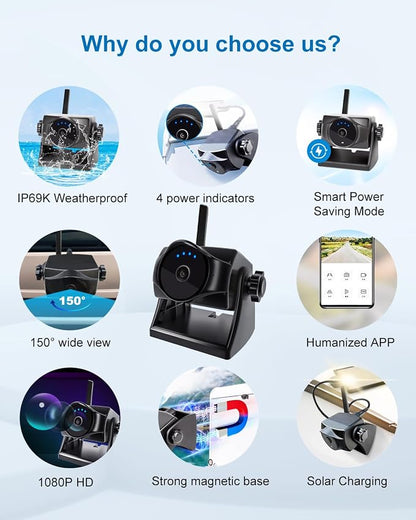 1080P Solar Magnetic Wireless Backup Camera, 90 Days Standby Rechargeable - Image 2