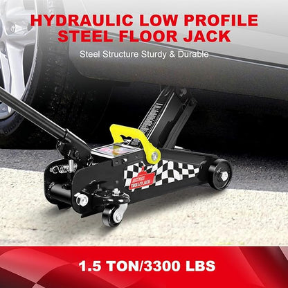 Floor Jack 1.5 Ton Hydraulic Car Jack, Lifting Range from 5.1 Inch to 12.6 Inch - Image 6