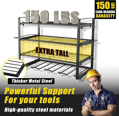 4 Layers Power Tool Organizer Wall Mount, Garage Wall Shelving, 4 Drill Holder - Image 4