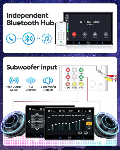 PLZ Single Din Car Stereo Wireless Apple Carplay Android Auto Radio, 10.1" Car - Image 4