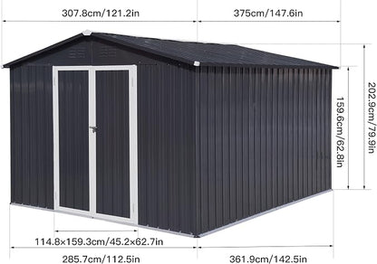 12 x 10 FT Metal Garden Shed, Outdoor Storage Shed - Image 2