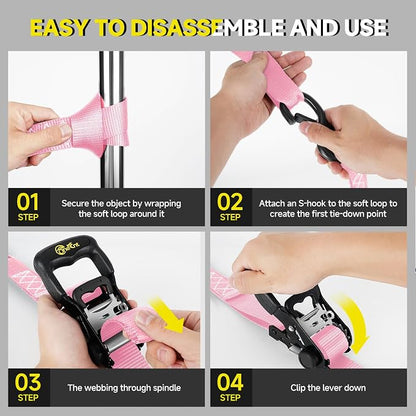 4Pcs Heavy Duty Ratchet Straps-1.6”x16ft Ratchet Strap Tie Down Kit - Image 6