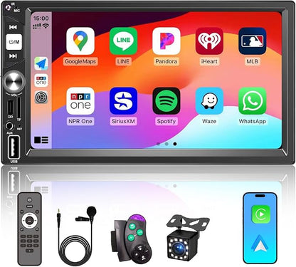 7” Wireless Apple CarPlay Double Din Car Stereo, FM Car Radio, IPS Touchscreen by Oeretzrac