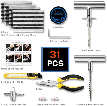 Flat Tire Repair Kit with Plugs 31 Pcs - Image 2