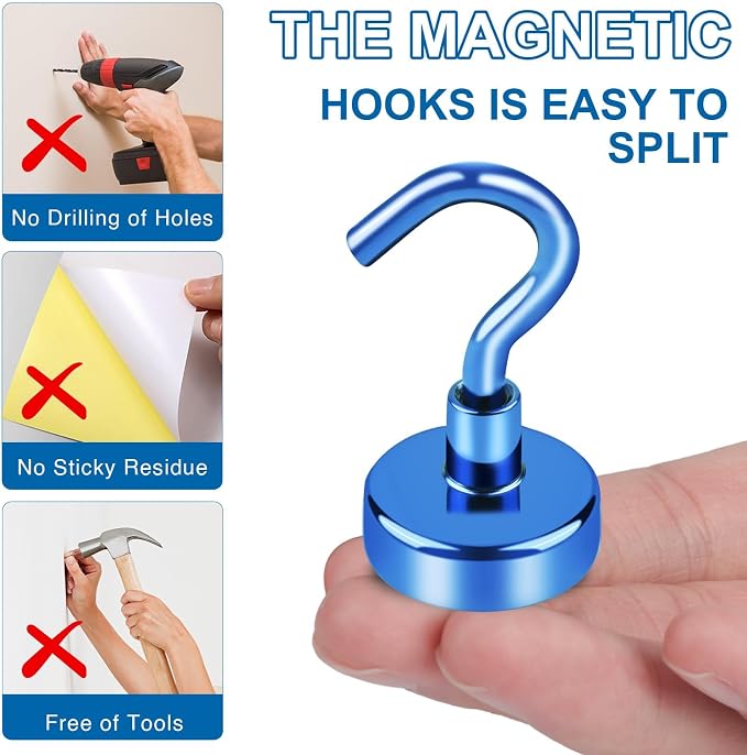LOVIMAG Magnetic Hooks for Cruise Cabins, 150lbs Blue Magnetic Hooks for - Image 6
