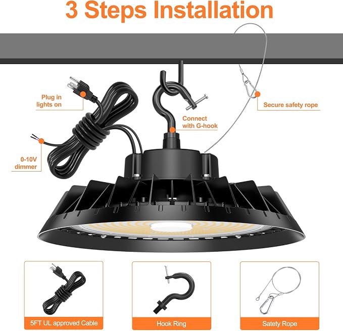 LED High Bay Lights, Super Bright 200W UFO High Bay LED Shop Lights, 30000LM - Image 7