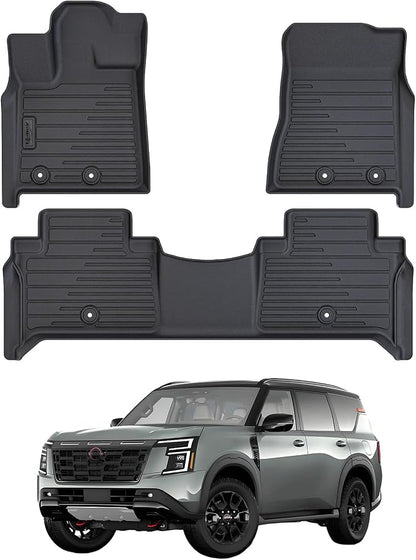 2 Rows Floor Mats for 2025 Nissan Armada 7 and 8 Passenger Models, TPE All by AltraVosAllWeatherCarMats