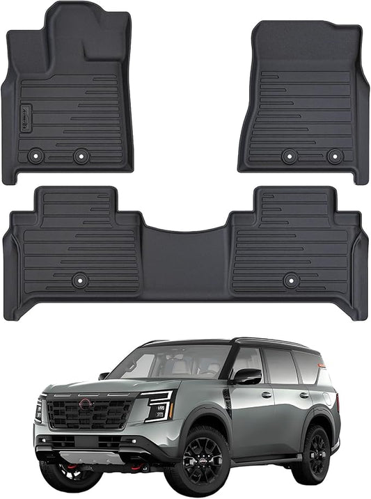 2 Rows Floor Mats for 2025 Nissan Armada 7 and 8 Passenger Models, TPE All by AltraVosAllWeatherCarMats