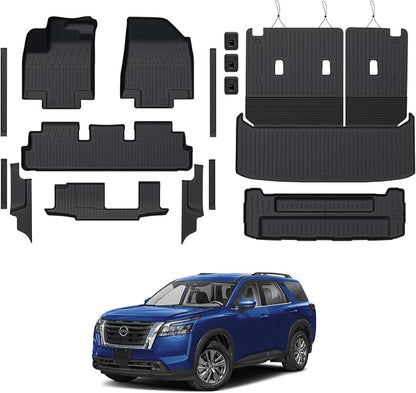 Floor Mats Set for 2022-2025 Nissan Pathfinder 7/8 Seats Accessories, Full by GALVAGNITE
