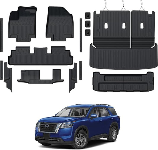 Floor Mats Set for 2022-2025 Nissan Pathfinder 7/8 Seats Accessories, Full by GALVAGNITE