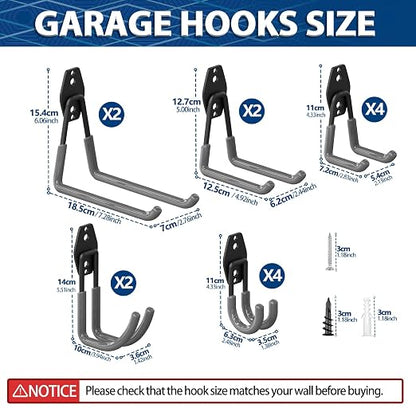 3-H Garage Wall Hooks 14 Pack, Garage Hooks Heavy Duty - Image 2