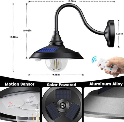 SIEDiNLAR Solar Barn Light Outdoor 3 Modes 2 Lighting, Aluminum Gooseneck Wall - Image 4