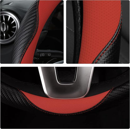 Car Steering Wheel Covers for Women Padded Carbon Fiber PU Leather Cute Auto - Image 6