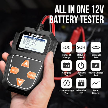 KONNWEI KW208 12V Car Battery Tester, 100-2000 CCA Load Tester Automotive - Image 2