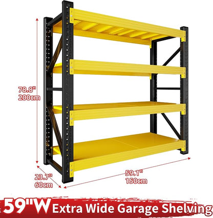 5000LBS Heavy Duty Garage Shelving 59" W Garage Storage Shelves 4-Tier Metal - Image 3