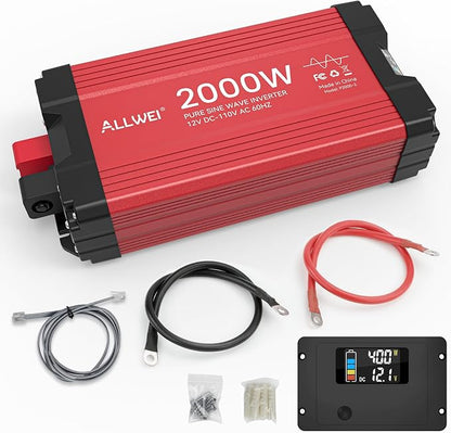 ALLWEI 2000W Pure Sine Wave Inverter 12V DC to 110V AC Converter, Surge 4000W - Image 8