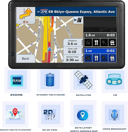 GPS Navigation for Car （9 Inch） Slimline Touch Screen Real Voice Direction ，USA - Image 3