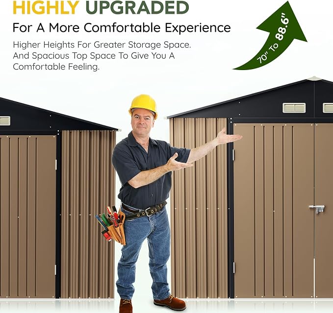 Breezz Outdoor Storage Shed 10 x 12ft. Utility Tool Shed Metal Storage Garden - Image 2