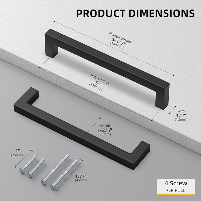 goldenwarm 100 Pack 5 Inch Black Cabinet Handles - Image 2