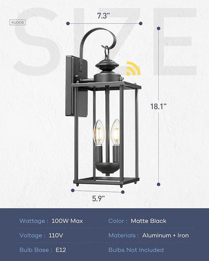 kudos Dusk to Dawn Outdoor Lighting, 18.1 inch Light Sensor Porch Lights - Image 3