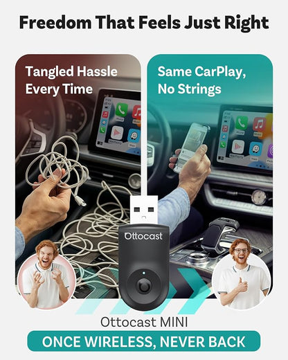OTTOCAST Mini 2025 Wireless CarPlay & Android Auto 2-in-1 Adapter, Plug & Play - Image 7