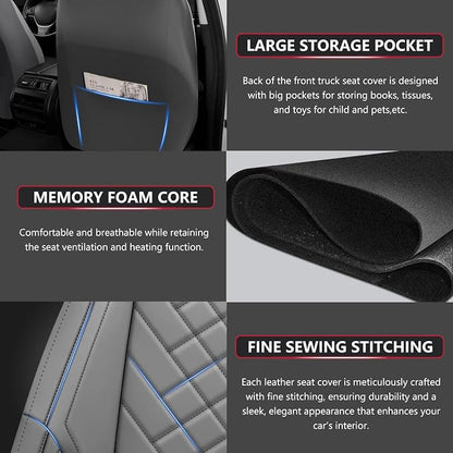 BABYBLU Chevy Chevrolet Silverado GMC Sierra Car Seat Covers Fit 2007-2023 2024 - Image 5