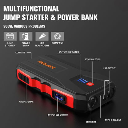 ASPERX 3000A Jump Starter for Car Battery, 12V Portable Jump Box - Image 5