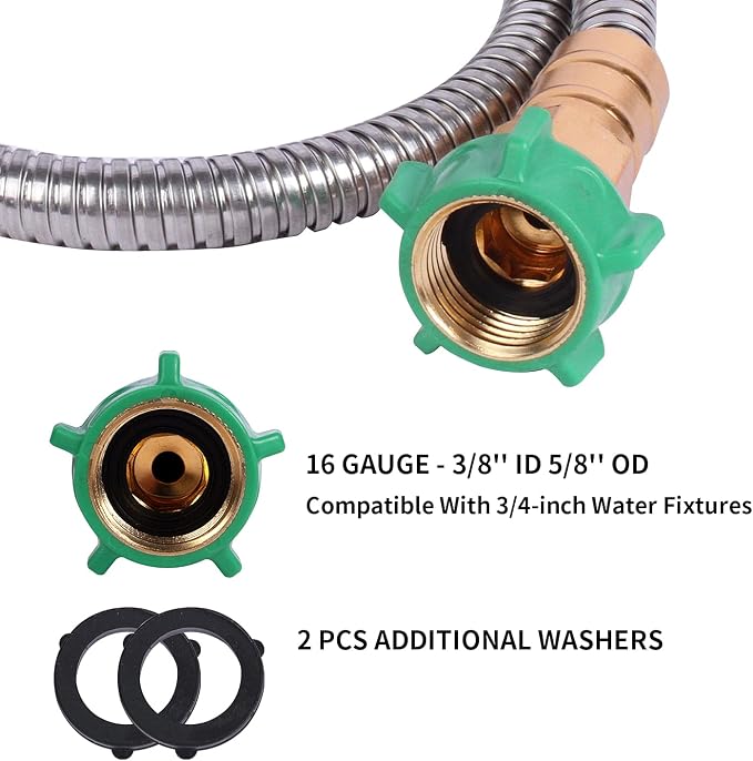 Metal Short Garden Hose 10 Ft 12 Ft, Flexible Stainless Steel Garden Hose 10 - Image 3