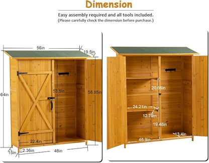 56" L x 19.5" W x 64" H Outdoor Wooden Storage Shed - Image 2