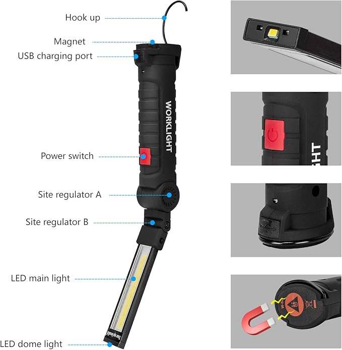 Gifts for Men 4Pack LED Flashlight, Rechargeable Work Lights - Image 4