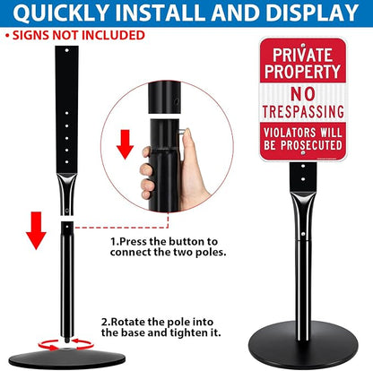 Heavy Duty Parking Sign Post Stand 49", 20lbs Cast Iron Base Sign Post - Image 6