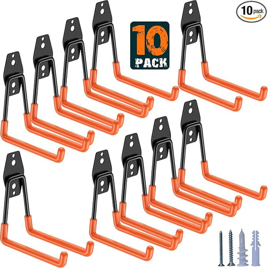 Heavy Duty Garage Hooks 10 Pack, 5.1 inch Medium U Shaped Hanger, Wall Mounted by HUPBIPY