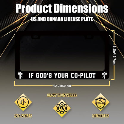 If God‘s Your Co-Pilot License Plate Frame Funny Jesus License Plate Stainless - Image 2