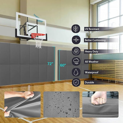 PROGOAL 60"/72" High Gym Wall Padding 2"/4" Thick Foam Basketball Court Wall - Image 4