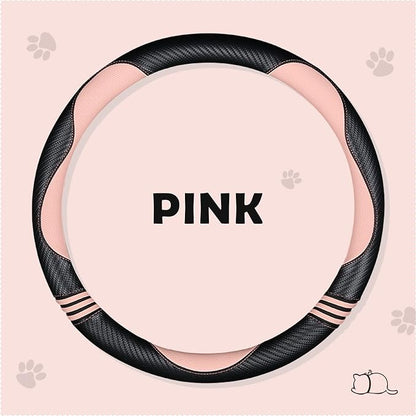 Car Steering Wheel Covers for Women Padded Carbon Fiber PU Leather Cute Auto - Image 3