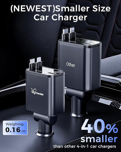 DreamBee Retractable Car Charger, custom-made modelRetractable Cables and 2 USB - Image 2