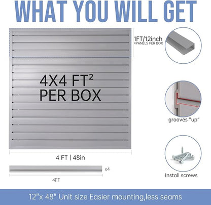 Slatwall Panels 4'x 4' Garage Slat Wall Storage Systems, Slat Wall Paneling - Image 4