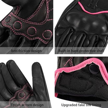Harssidanzar Women's Motorcycle Gloves, Leather Motorcycle Gloves, Motorbike - Image 2