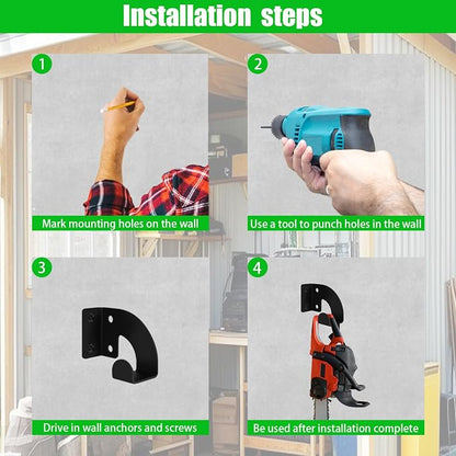 2PCS Chainsaw Hanger, Heavy Duty Chainsaw Wall Mount Holder, Organizer Mounted - Image 6