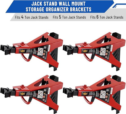 4 Packs Jack Stand Holder Wall Mount Organizer Bracket Rack Fits 4 & 5 & 6 Ton - Image 4